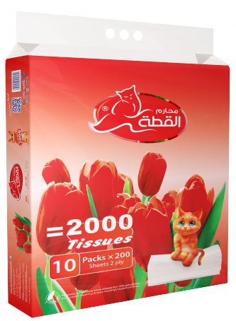 القطة محارم سحب احمر  200 منديل