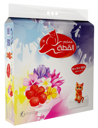 القطة محارم سحب ملون  90 منديل