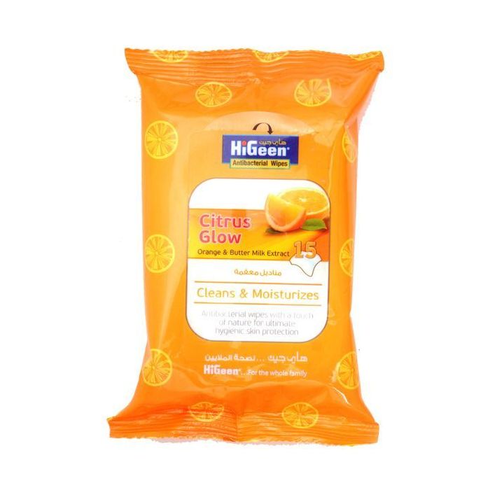 هايجين مناديل معقمة برائحة البرتقال 15 منديل