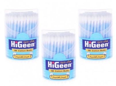 هايجين اعواد تنظيف اذن عرض 100 قطعة * 3
