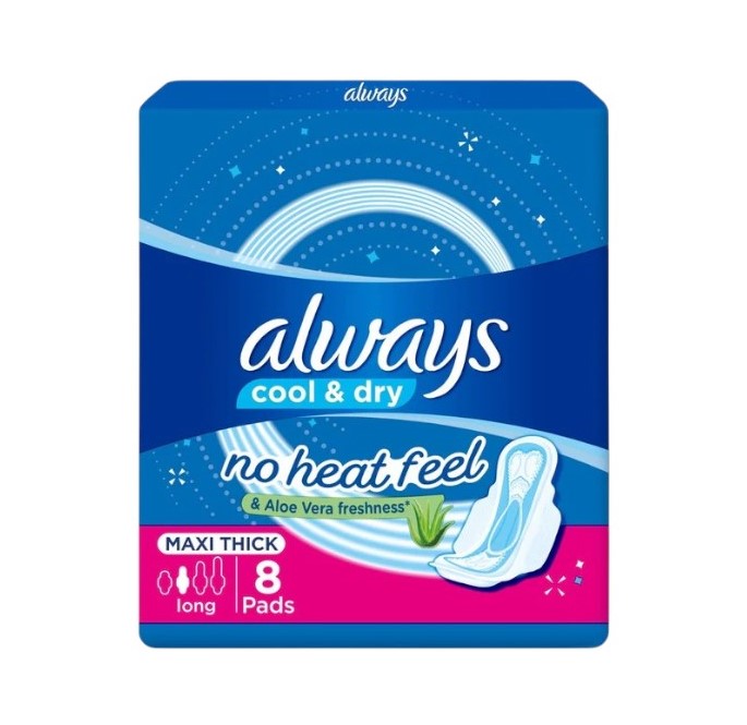 اولويز فوط صحية ماكسي سميكة طويلة بخلاصة الالوفيرا 8 قطع