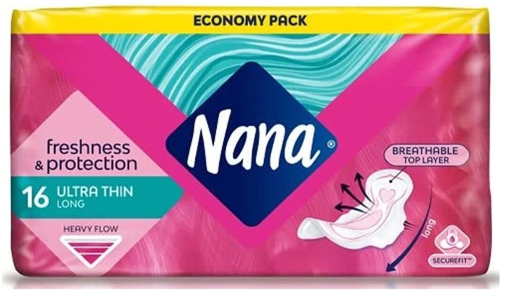 نانا فوط صحية الترا رفيعة طويلة 16 قطعة