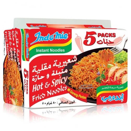 اندومي اكياس شعيرية مقلية متبلة وحارة 80 غم