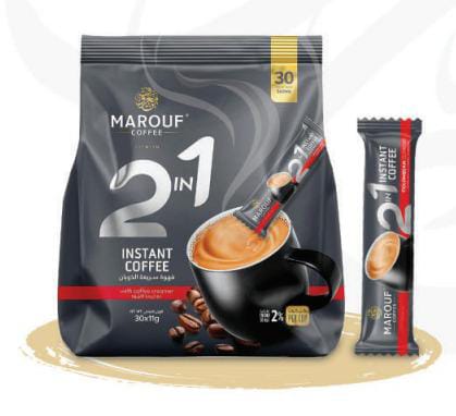 بن معروف 2 في 1 قهوة سريعة الذوبان مع كريمة القهوة 11 غم * 30