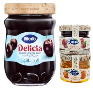 هيرو مربى الكرز الاسود لايت 350 غم +2 حبة 28 غم