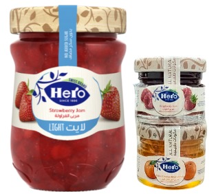 هيرو مربى الفراولة لايت 350 غم +2 حبة 28 غم