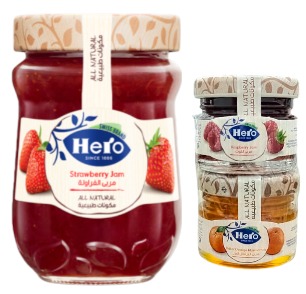 هيرو مربى الفراولة 350 غم +2 حبة 28 غم