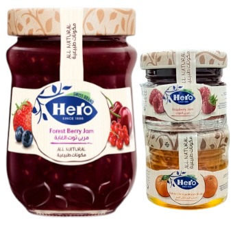 هيرو مربى توت الغابة 350 غم +2 حبة 28 غم