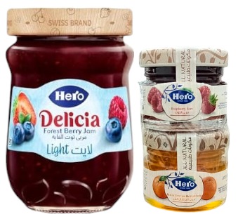 هيرو مربى توت الغابة لايت 350 غم +2 حبة 28 غم