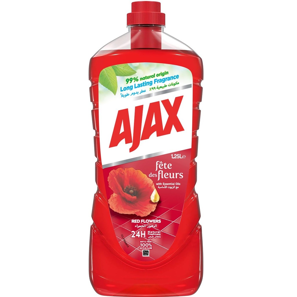 اجاكس معطر ارضيات الزهور الحمراء 1.25 لتر بالحبة