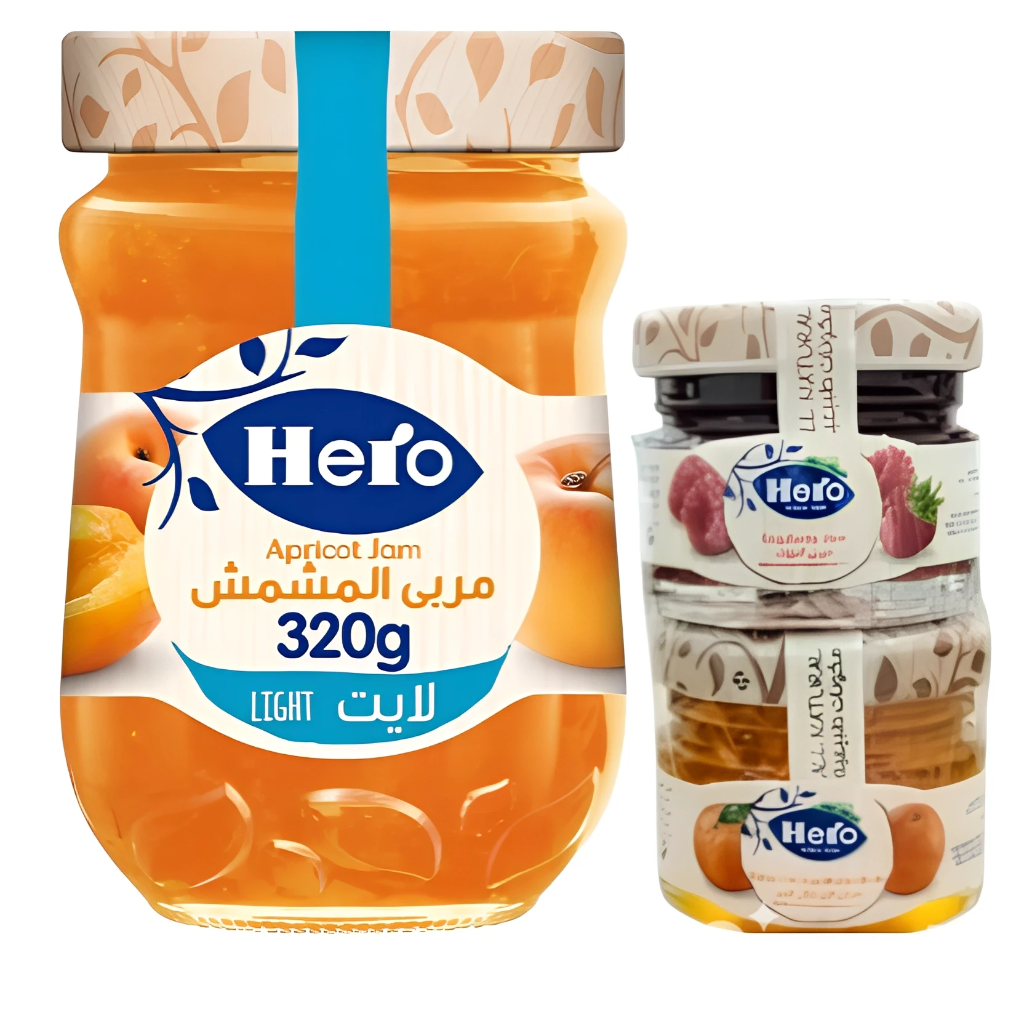 هيرو مربى مشمش لايت 350 غم+2 حبة 28 غم